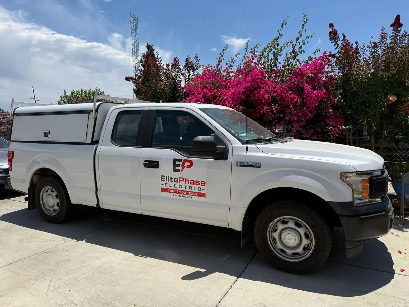 ElitePhase Electric truck at a jobsite in the San Fernando Valley