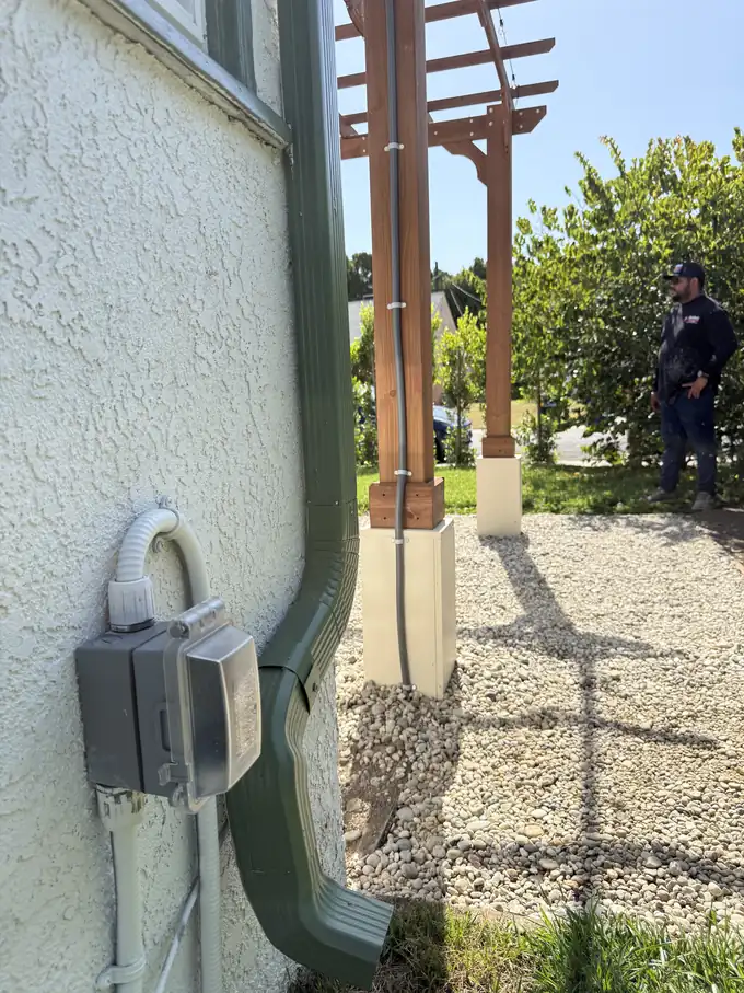Outdoor outlet installed with weatherproof cover